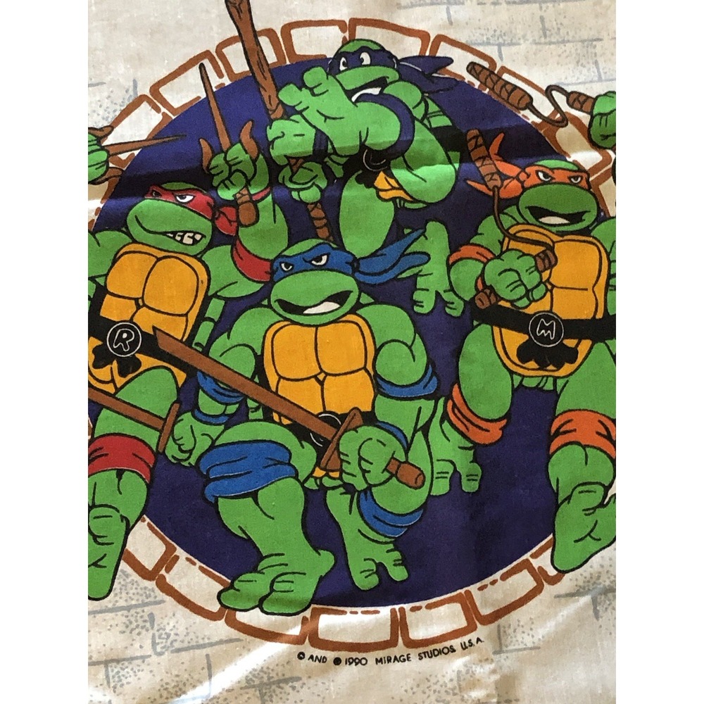 Vintage Teenage Mutant Ninja Turtles Twin Sheets 1990 Mirage Set 2 Flat Classic